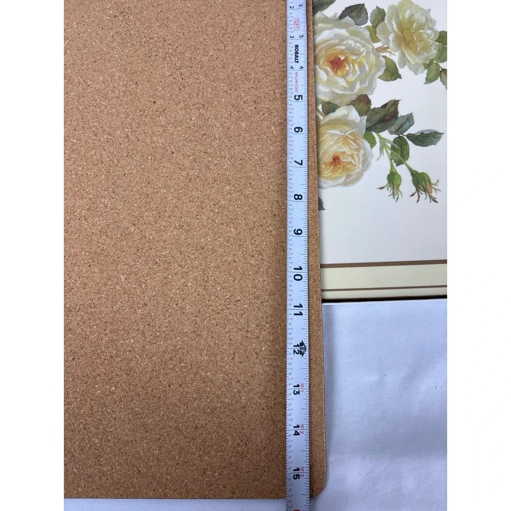 Royal Table Placemats Set of 4 Cork Backed White Yellow Roses Floral England